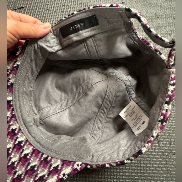 Jcrew purple, gray, black flannel houndstooth adjustable cap hat - Picture 3 of 4